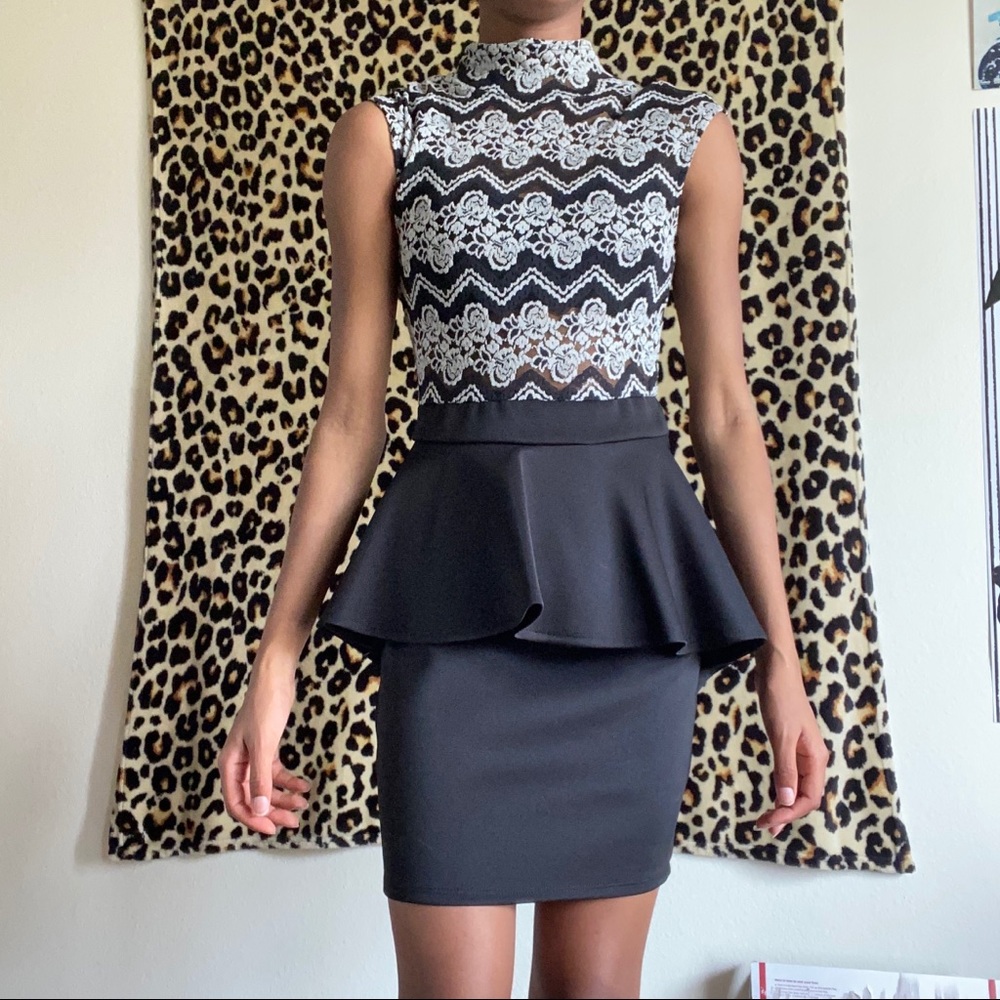 NWT 2bBEBE Black and Grey Formal Lace Dress